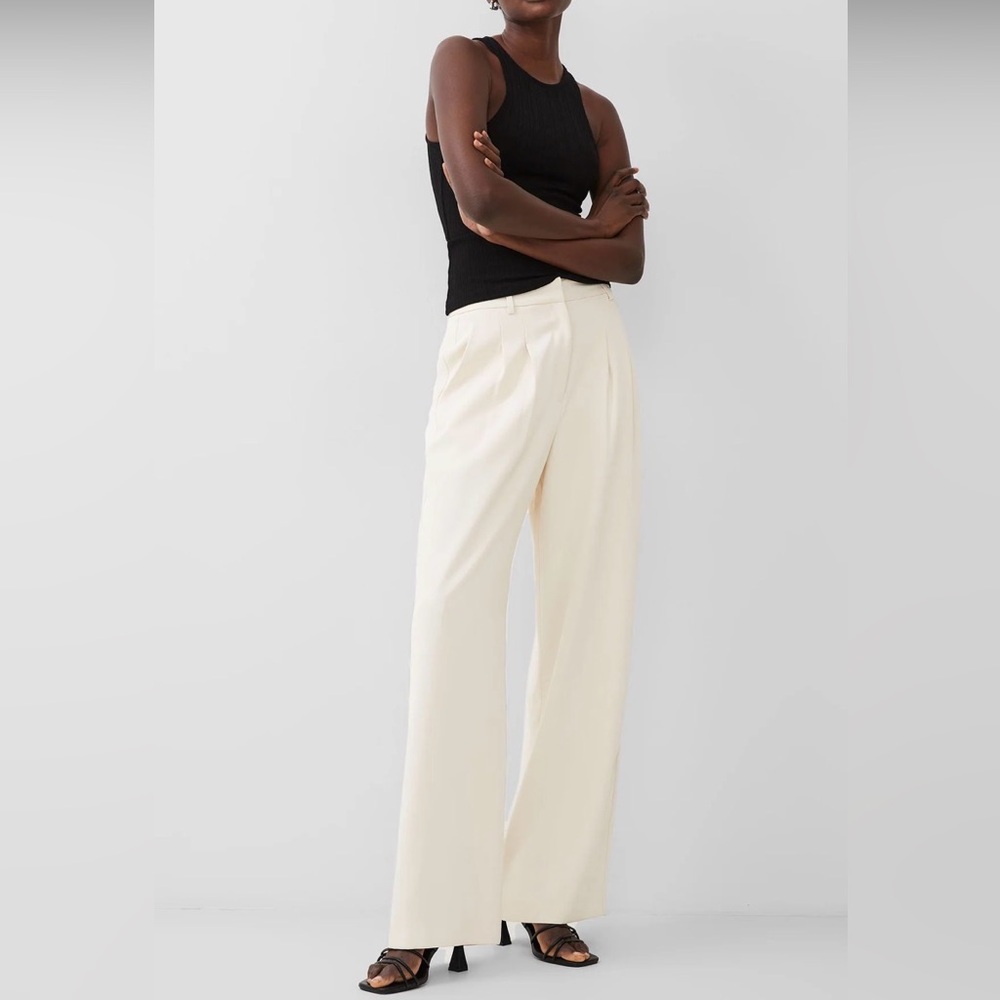 French Connection Cream Wide-Leg Trousers